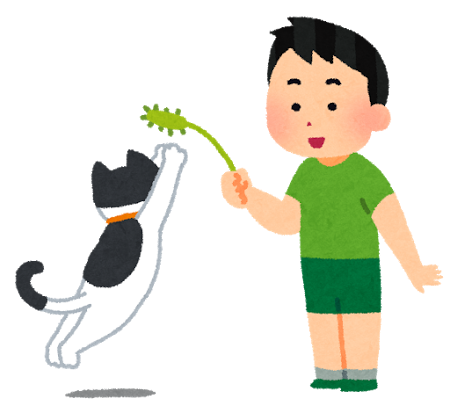 猫と男の子のイラスト