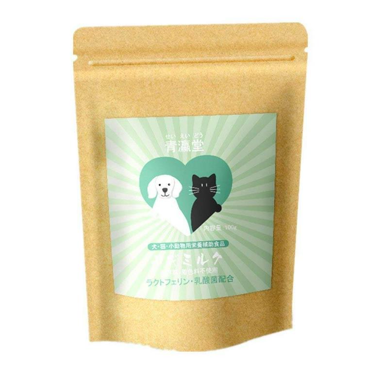 青瀛堂(せいえいどう) 犬 猫 ペット用ヤギミルク(100g) ラクトフェリン 乳酸菌配合 保存料着色料不使用 計量スプーン付
